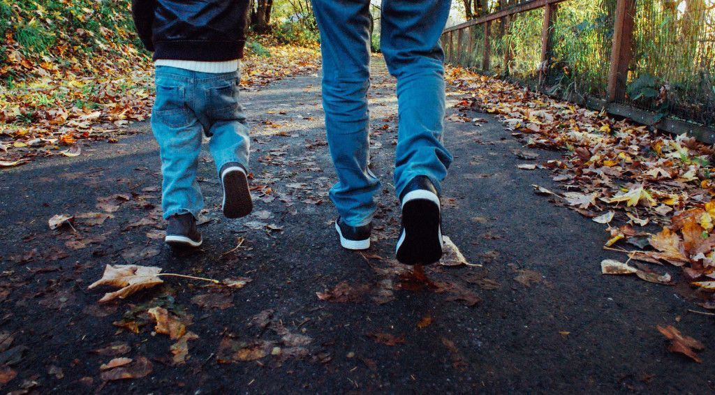 Father-Son-Autumn-Road-Walking